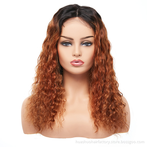 1B/30 Ombre  Partial Mink Virgin Jerry Curl Human Hair Swiss Lace Frontal Wig For African Americans
